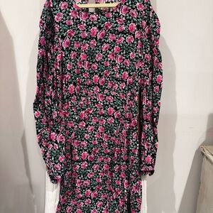 Zara Black Dress with Pink Floral Pattern